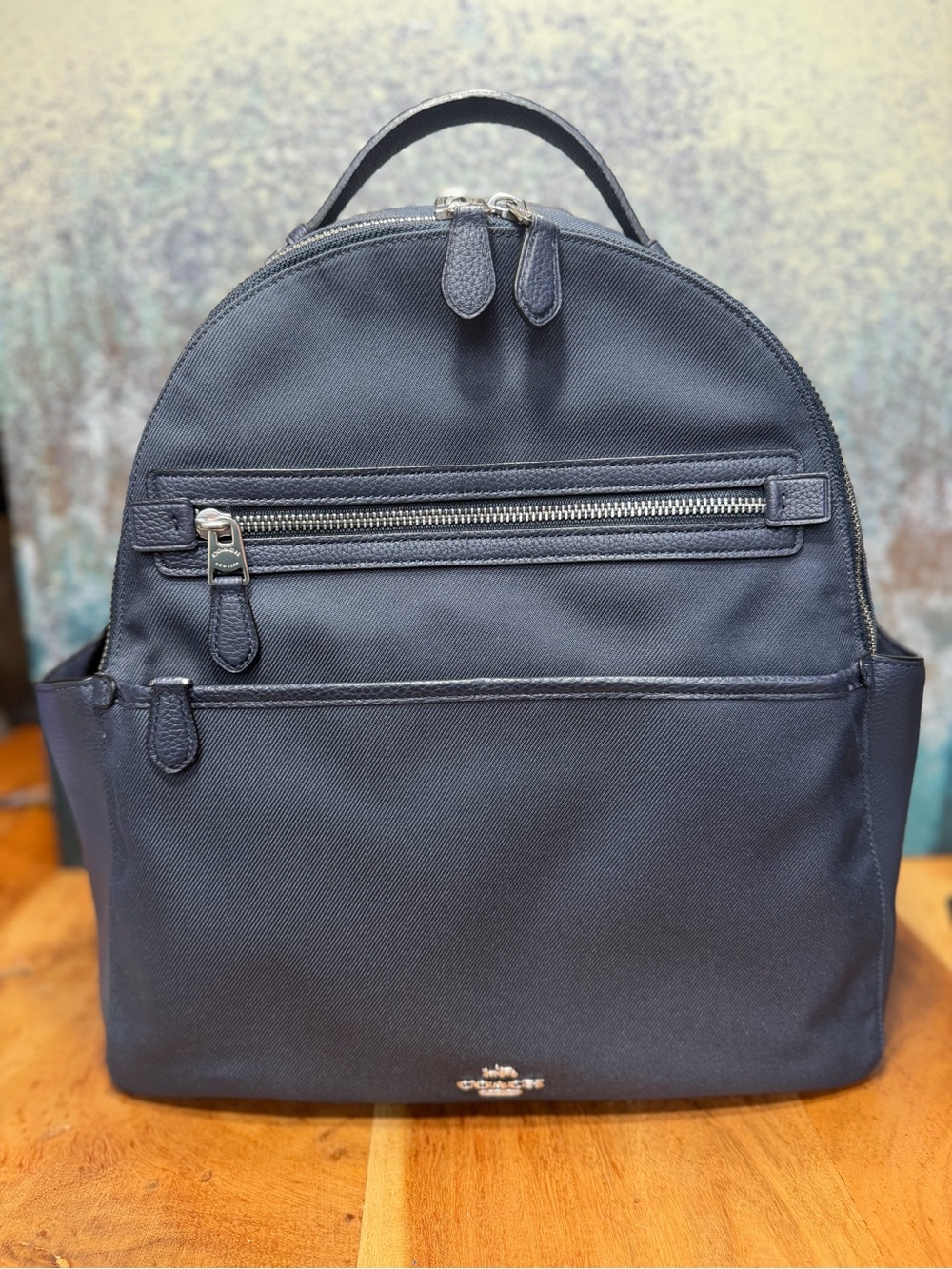 Coach Navy Nylon Baby Diaper Backpack 3-Piece Set